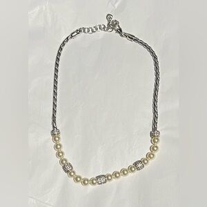 Brighton Meridian Bead Necklace in Silver and Pearl
